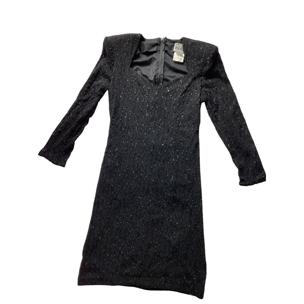 Vintage Niki S Originals Black Lace Party Cocktail Dress Sparkle Made in‎ USA